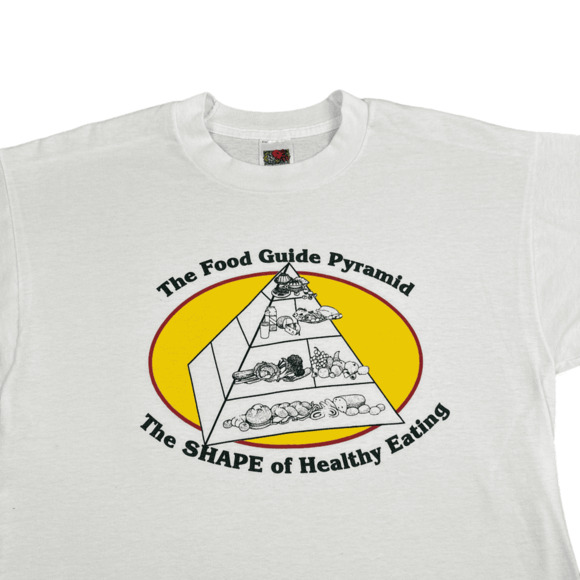 Vintage Food Pyramid Shirt Adult LARGE White Guide Healthy Eating Diet Fit 90s - Picture 2 of 5
